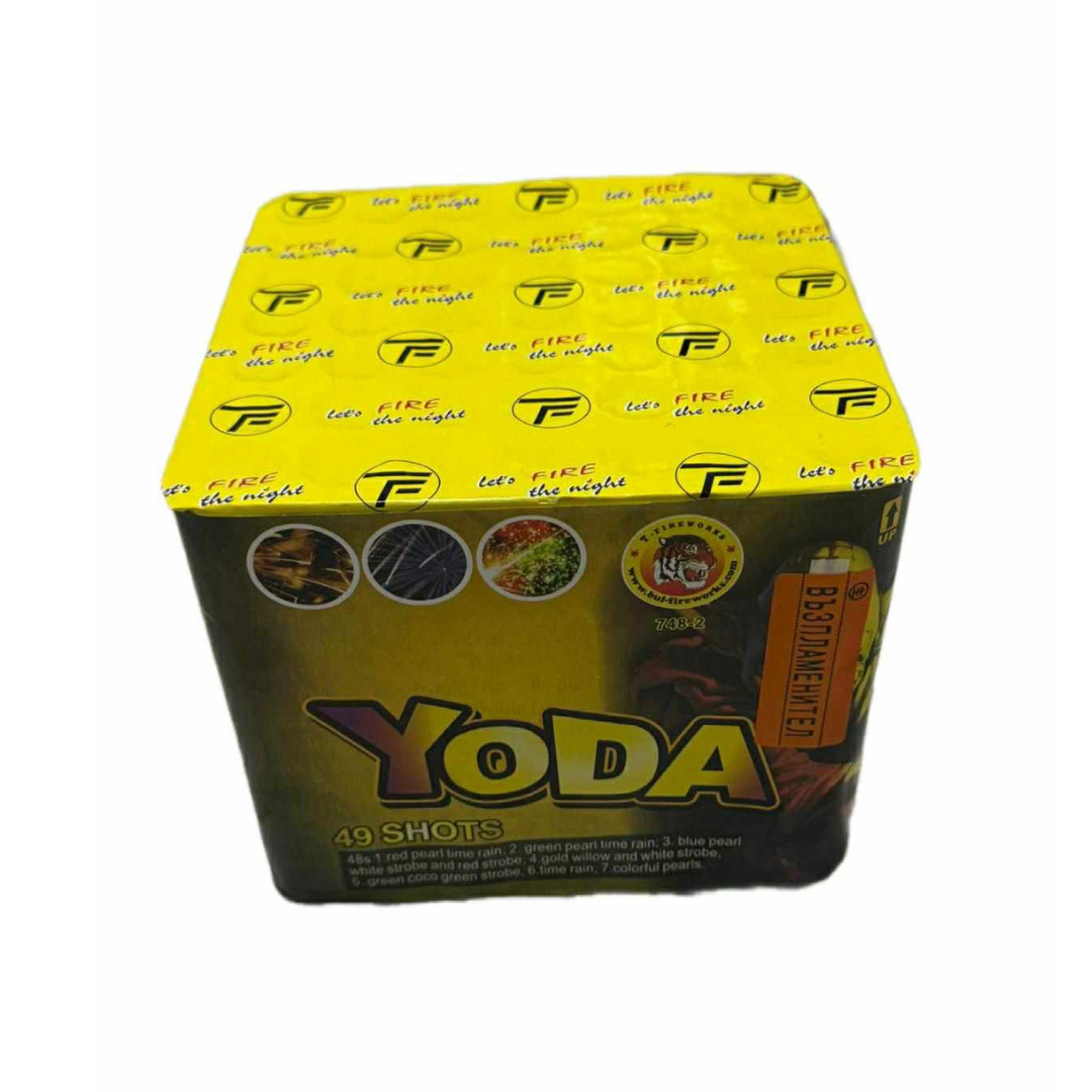 Baterie de artificii Yoda, 49 focuri, calibru 20